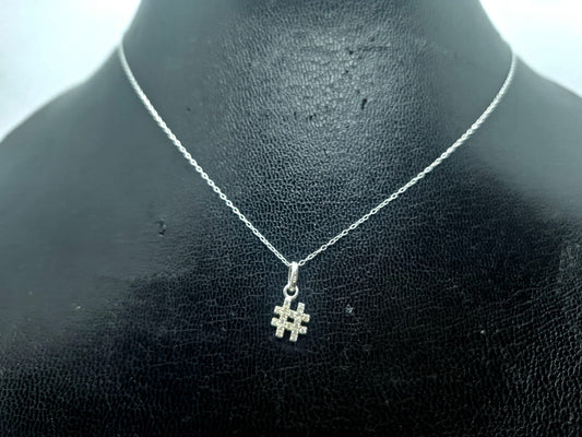 Diamante hashtag charm and chain