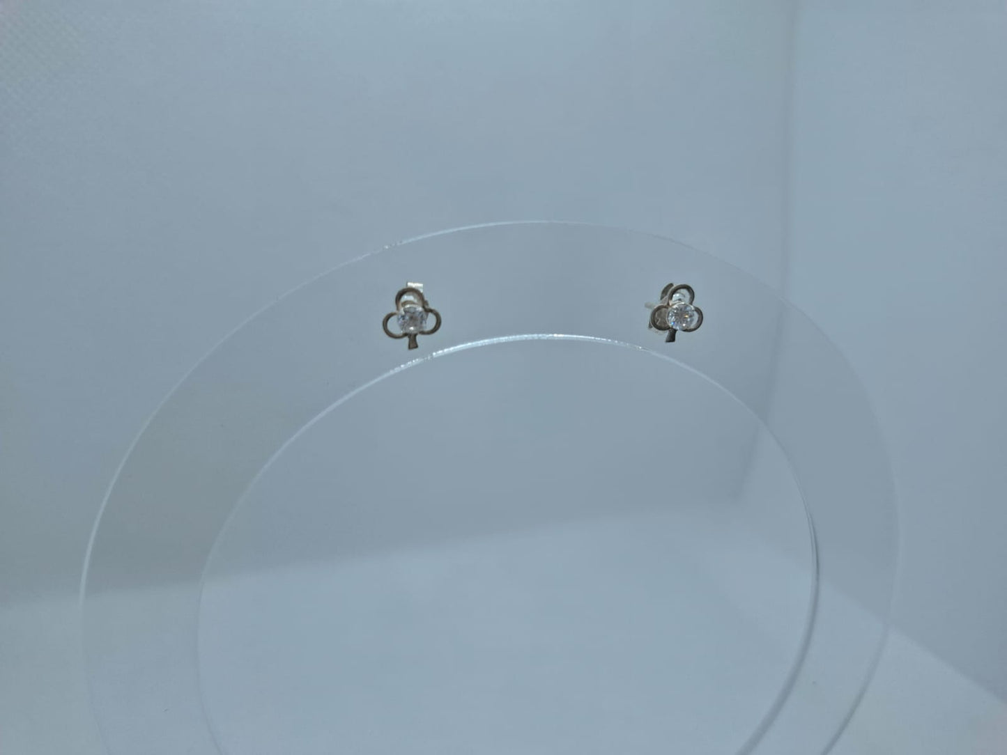 Earring: Three Clover Earrings with Diamante Centre