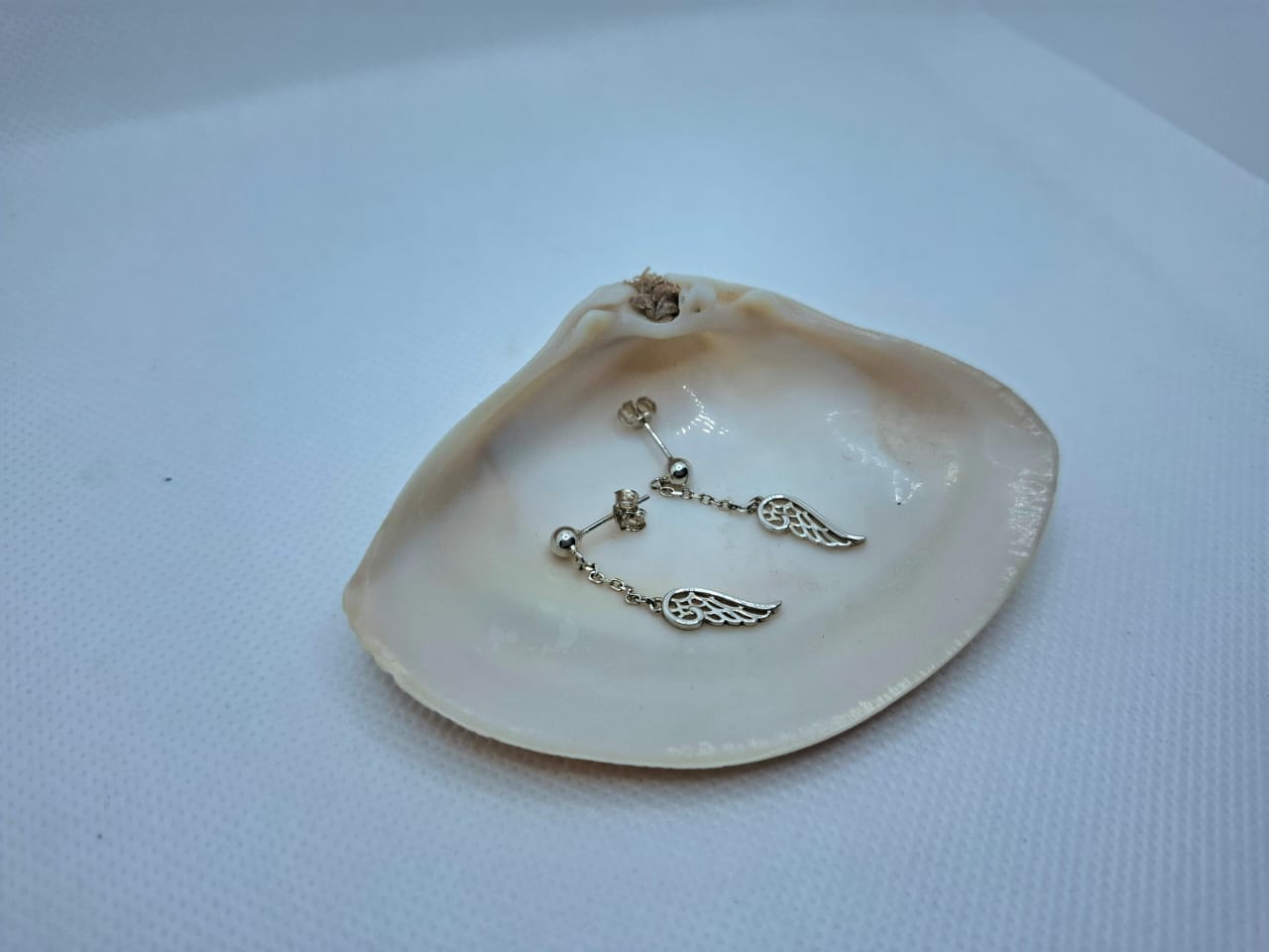 Earring: Angel wings drop Stud