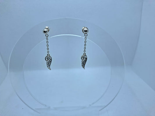 Earring: Angel wings drop Stud
