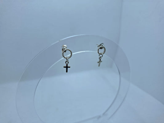 Earring: Cross drop stud