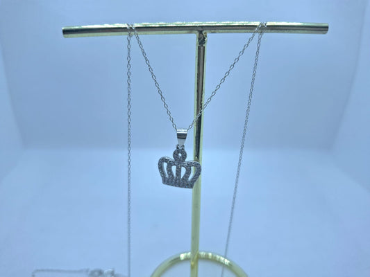 Crown Charm with Diamante Detail Necklace