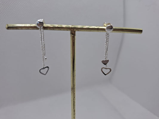 Earring: Dangle heart stud
