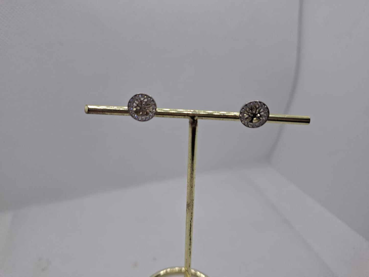 Earring: Diamante tree of life stud