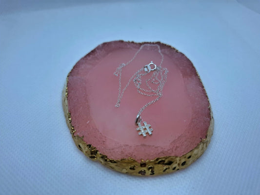 Diamante hashtag charm and chain