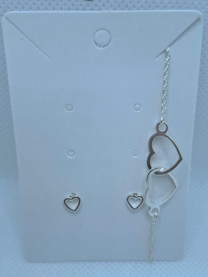 Heart Bracelet and Stud Earring Set