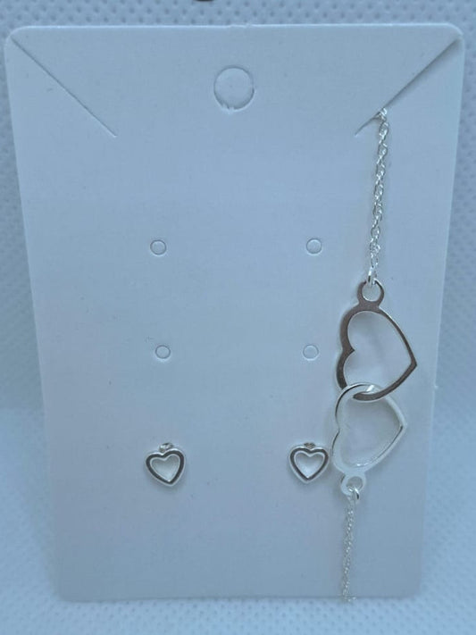 Heart Bracelet and Stud Earring Set
