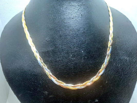 Gold and Rose Gold Plated Plaited Chain – 45cm