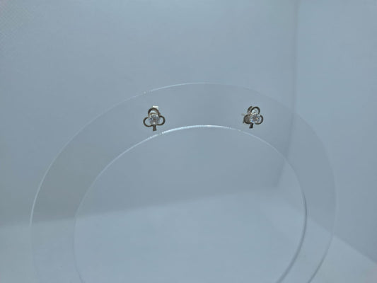 Earring: Three Clover Earrings with Diamante Centre