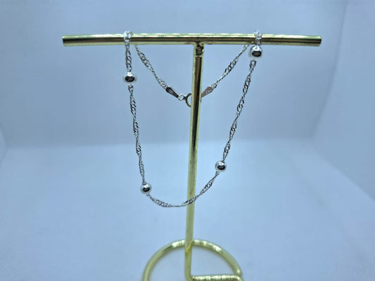 Singapore Link Bracelet with Bead Detail